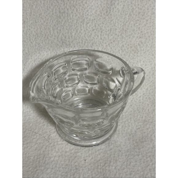 Vintage Clear Glass Thumbprint Pattern Creamer - Picture 2 of 6